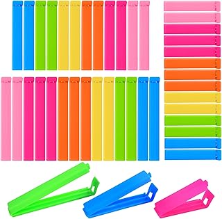 Redamancy 40 Pcs Food Clips, Coloured Food Bag Clips, Bag Clips for Food Storage, 3 Different Sizes Freezer Bag Clips for Snacks, Foods and Kitchen Storage