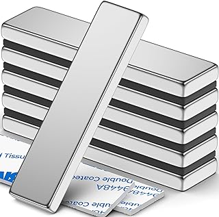 FINDMAG 6 Pack Super Strong Neodymium Bar Magnets Heavy Duty, Large Flat Magnetic Strips, Powerful Permanent Rare Earth Magnets with Double-Sided Adhesive Ideal for Classroom, DIY Projects-40x10x3mm