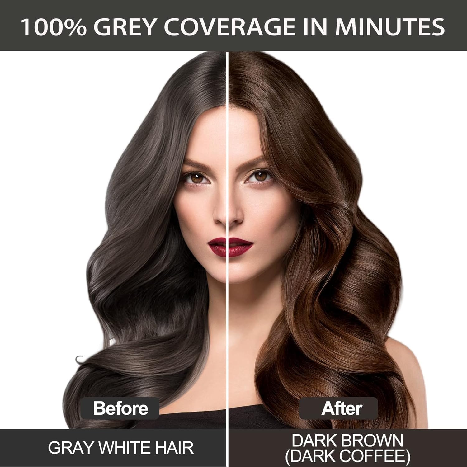 Dark Brown Hair Dye Shampoo, 500ML Instant Hair Colour Shampoo 3 in 1,Hair Color Shampoo for Grey Hair Beard Coverage, Long Lasting-Natural, Hair Dye Black Hair Dye Coloring in Minutes for Women Men-5