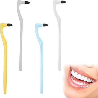 4 Pcs Interdental Toothbrush, Tartar Remover for Teeth, Plaque Remover for Teeth, Wisdom Interdental Brushes, Suitable for Braces, Implants & Gum Health, Ergonomic Design (White, Blue, Grey, Yellow)