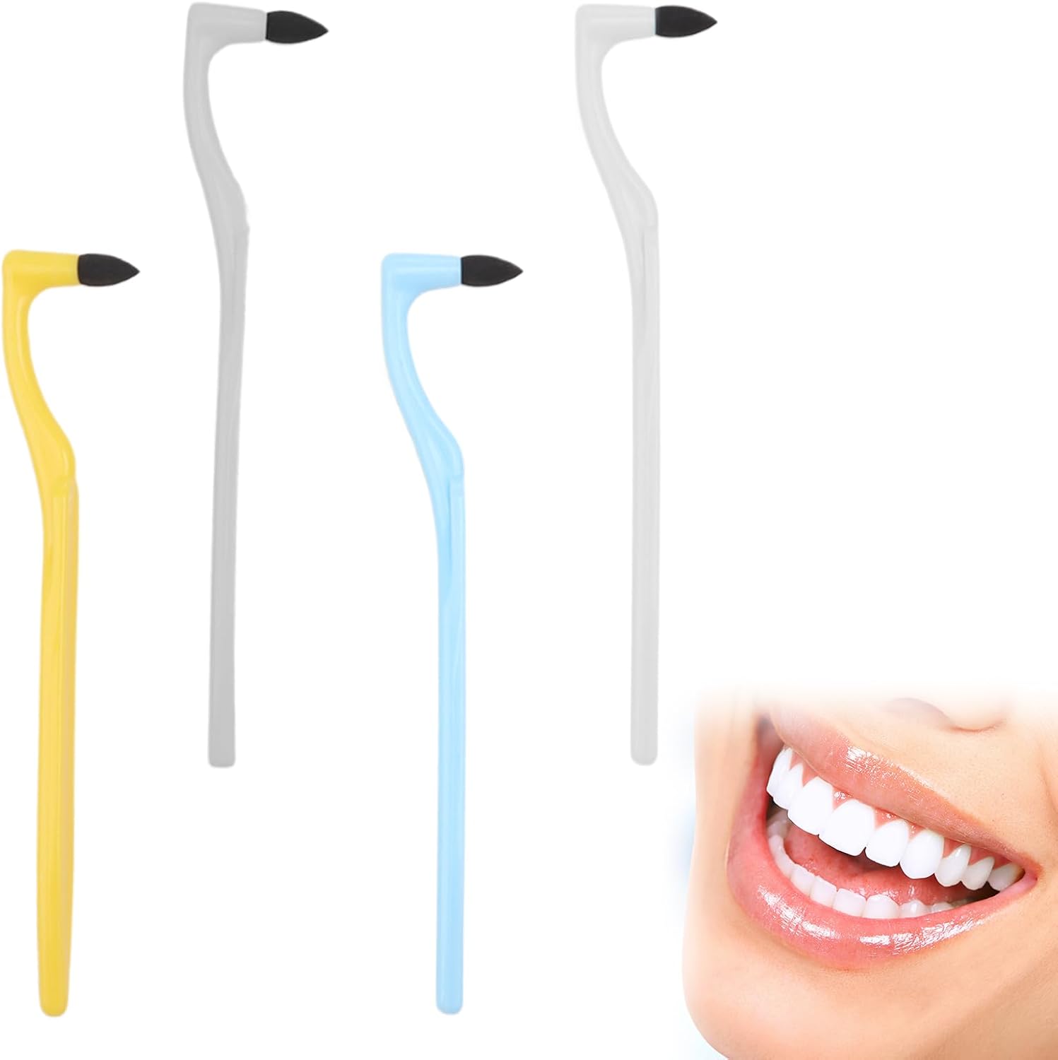 4 Pcs Interdental Toothbrush, Tartar Remover for Teeth, Plaque Remover for Teeth, Wisdom Interdental Brushes, Suitable for Braces, Implants & Gum Health, Ergonomic Design (White, Blue, Grey, Yellow)-0