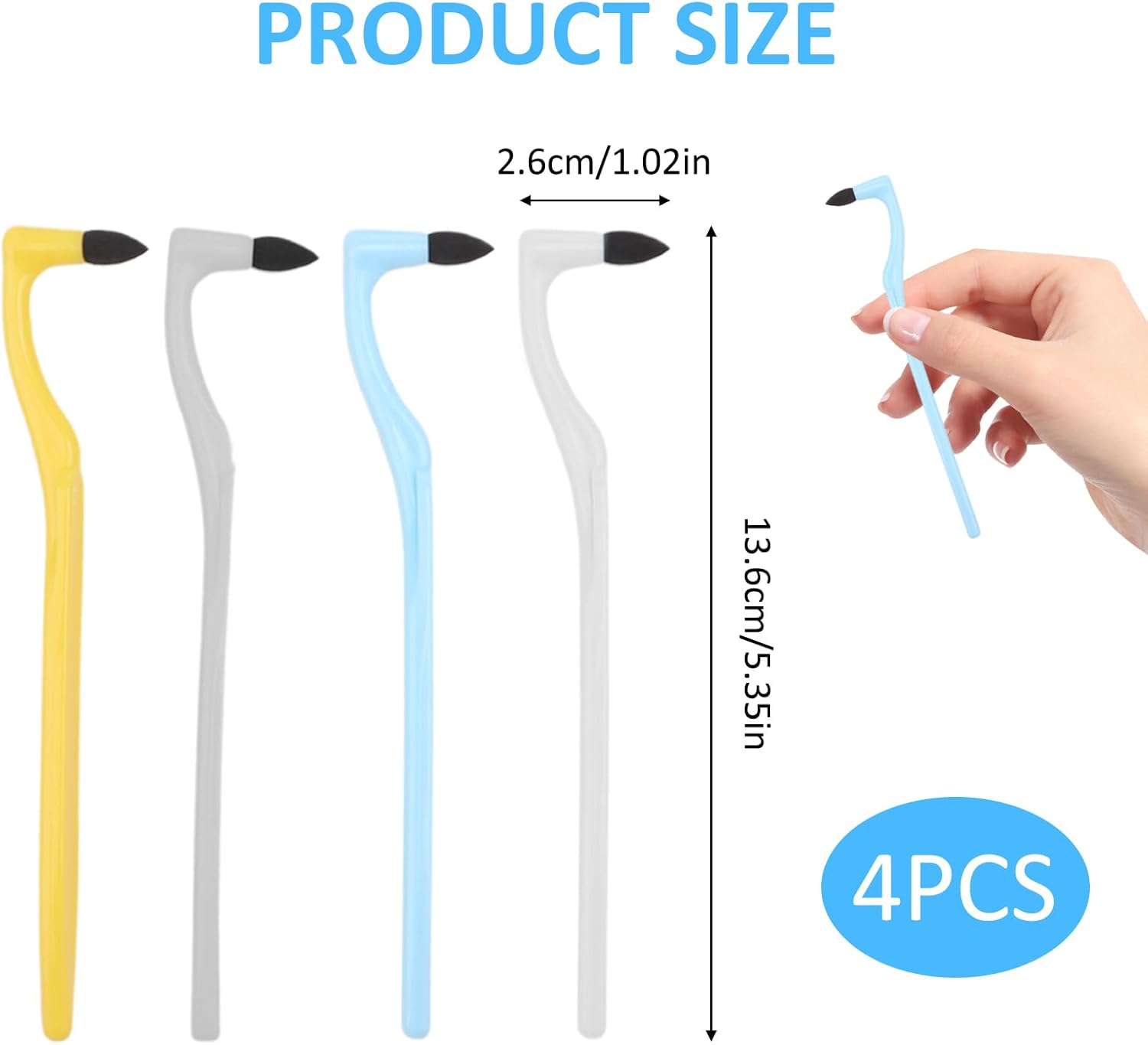 4 Pcs Interdental Toothbrush, Tartar Remover for Teeth, Plaque Remover for Teeth, Wisdom Interdental Brushes, Suitable for Braces, Implants & Gum Health, Ergonomic Design (White, Blue, Grey, Yellow)-1