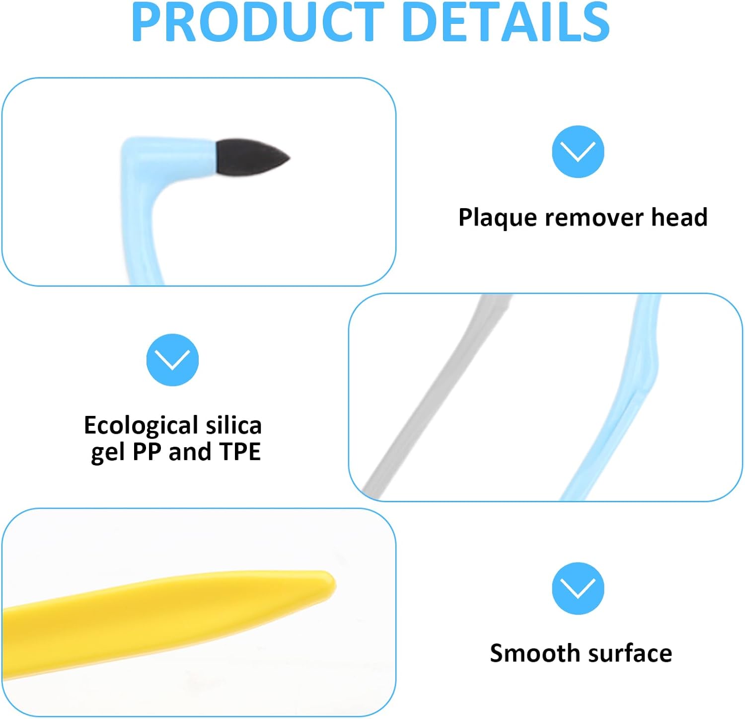 4 Pcs Interdental Toothbrush, Tartar Remover for Teeth, Plaque Remover for Teeth, Wisdom Interdental Brushes, Suitable for Braces, Implants & Gum Health, Ergonomic Design (White, Blue, Grey, Yellow)-2