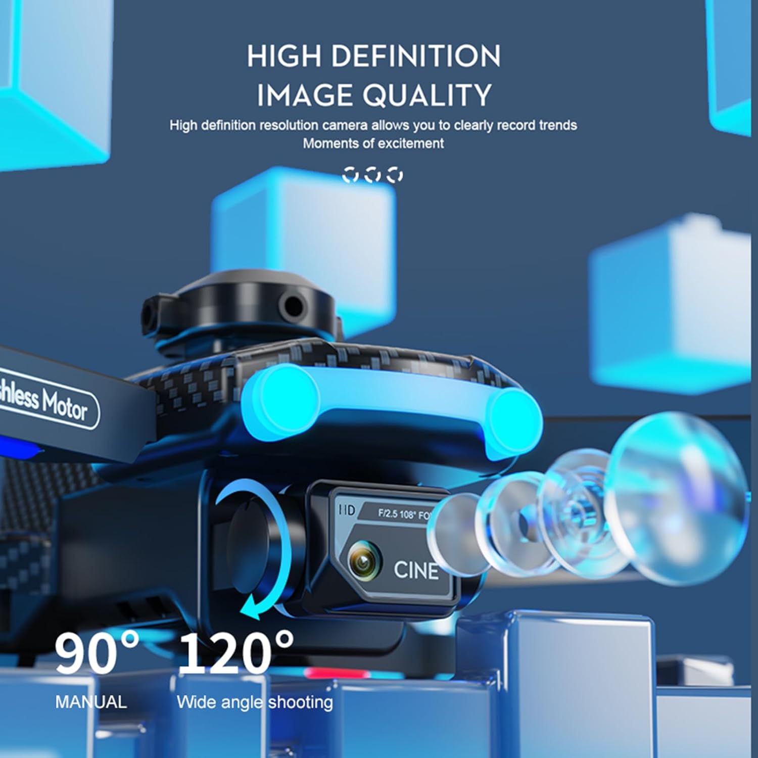 Dodoore XT204 Drone with Camera 8K Dual Brushless 6-Axis Gyro 2.4GHz 45mins Long Flight Optical Flow Positioning Gesture Photography Headless Mode 360° Obstacle Avoidance Foldable Black 3 Battery-2