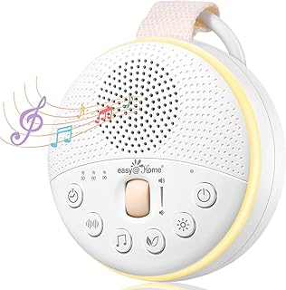 Easy@Home White Noise Machine: Portable Baby Sound Machine 34 Soothing Lullabies & Nature Sounds | 3 Timer Set | Night Light | Baby Essentials for Newborn | High Exact Roller Volume Control & USB