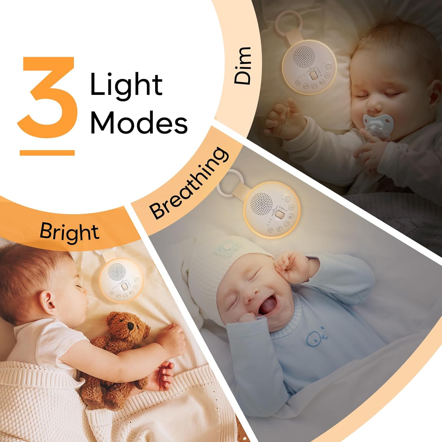 Easy@Home White Noise Machine: Portable Baby Sound Machine 34 Soothing Lullabies & Nature Sounds | 3 Timer Set | Night Light | Baby Essentials for Newborn | High Exact Roller Volume Control & USB-2