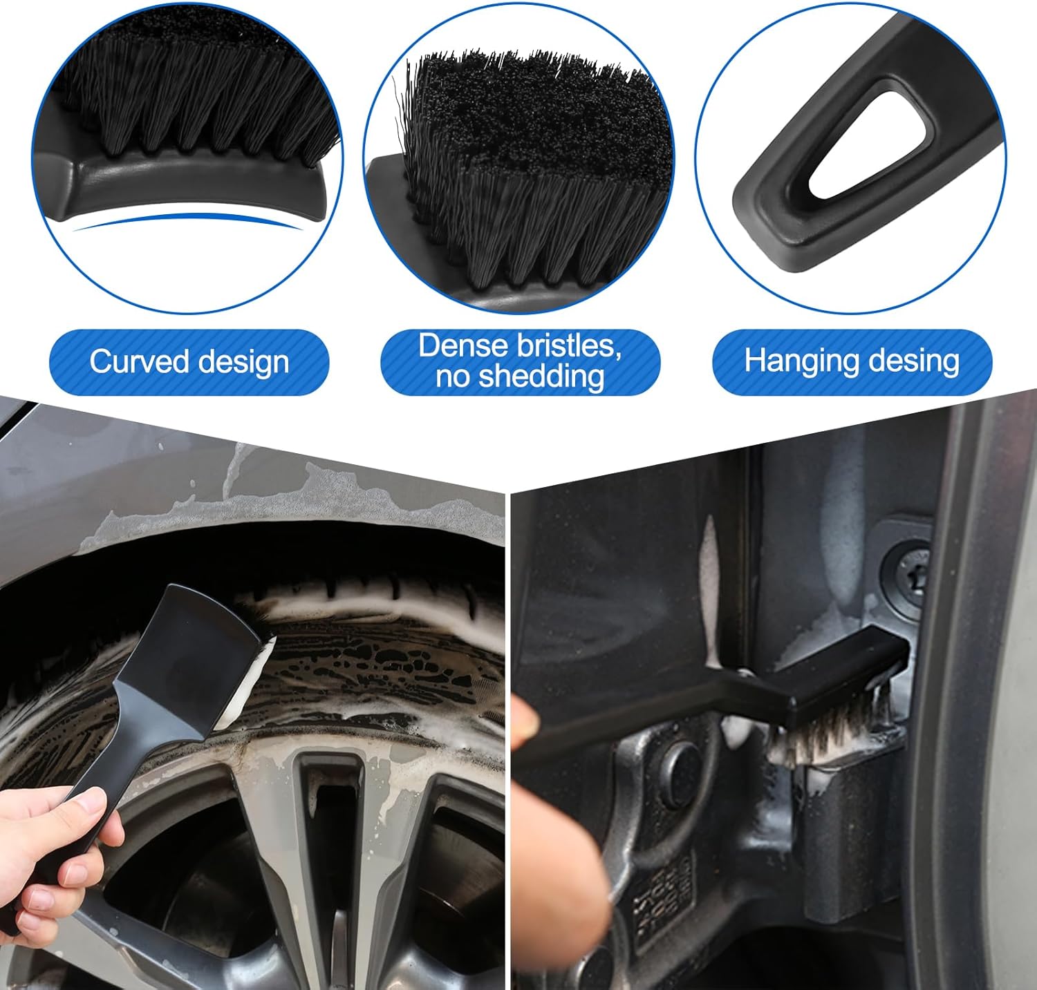 Oiiurly Car Cleaning Kit 13 Pcs Car Washing Set with 40cm Extra Long Alloy Wheel Brush Ddetailing Brushes Tyre Brush Car Wash Mitt Interior & Exterior Cleaning Accessories for Car Motorcycle Bike-3