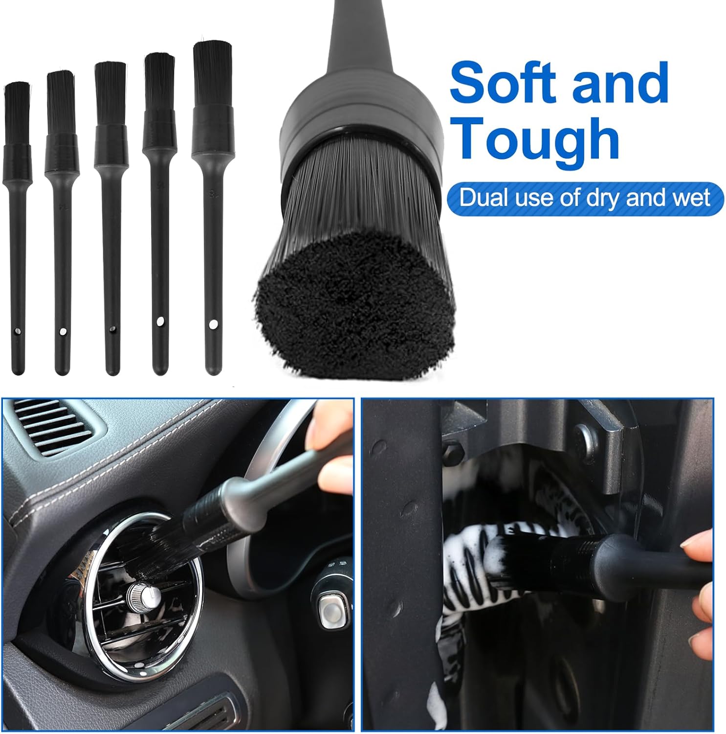 Oiiurly Car Cleaning Kit 13 Pcs Car Washing Set with 40cm Extra Long Alloy Wheel Brush Ddetailing Brushes Tyre Brush Car Wash Mitt Interior & Exterior Cleaning Accessories for Car Motorcycle Bike-4