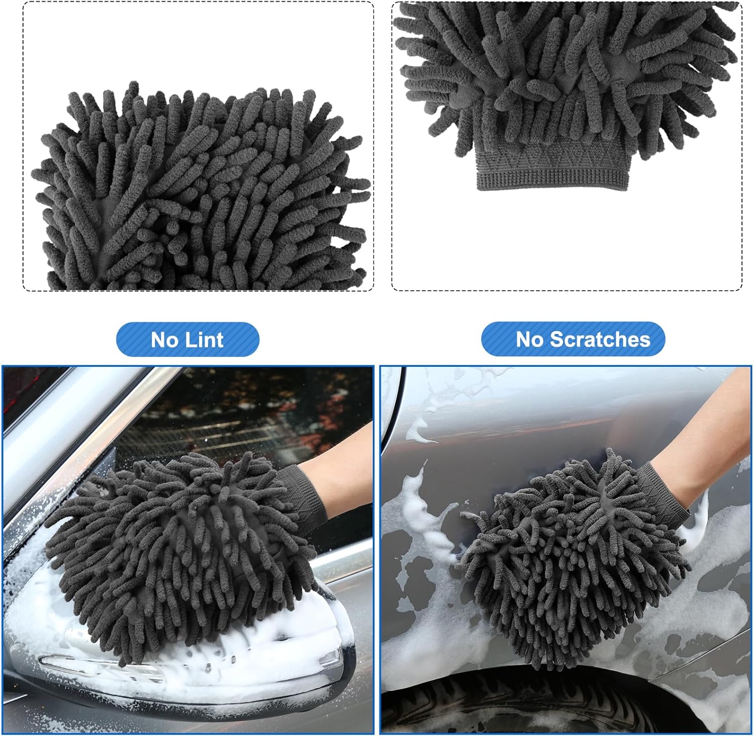 Oiiurly Car Cleaning Kit 13 Pcs Car Washing Set with 40cm Extra Long Alloy Wheel Brush Ddetailing Brushes Tyre Brush Car Wash Mitt Interior & Exterior Cleaning Accessories for Car Motorcycle Bike-5