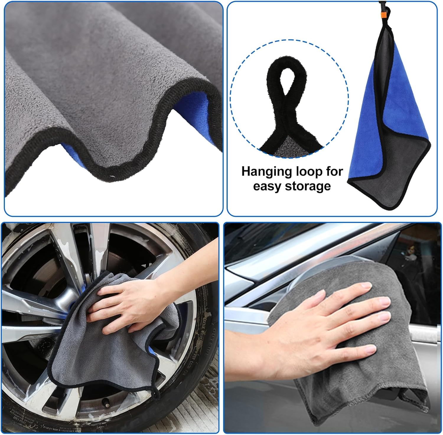 Oiiurly Car Cleaning Kit 13 Pcs Car Washing Set with 40cm Extra Long Alloy Wheel Brush Ddetailing Brushes Tyre Brush Car Wash Mitt Interior & Exterior Cleaning Accessories for Car Motorcycle Bike-6