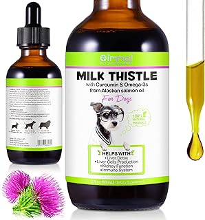 Milk Thistle for Dogs, 60ML Kidney and Liver Supplements for Dog, Natural Dog Silymarin Antioxidant With Curcumin & Omega-3 Salmon Oil