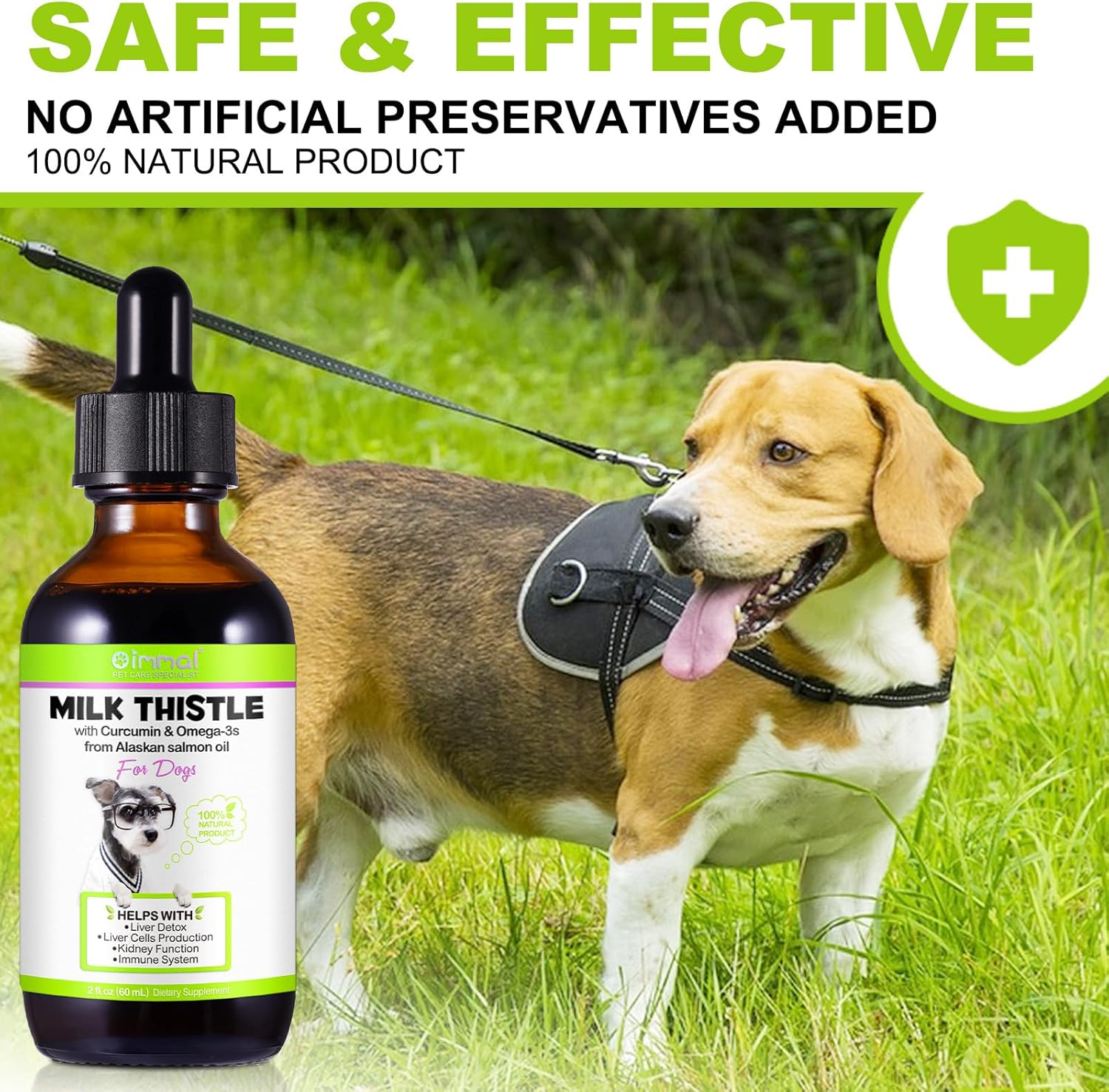 Milk Thistle for Dogs, 60ML Kidney and Liver Supplements for Dog, Natural Dog Silymarin Antioxidant With Curcumin & Omega-3 Salmon Oil-6