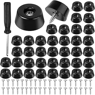 CYZBL 40 Piece Small Chopping Board Feet Set, Chopping Board Rubber Feet with Stainless Steel Screws, Round Black Rubber Feet, Screwable Pads with Screwdriver, Durable Non-Slip Rubber Buffer for