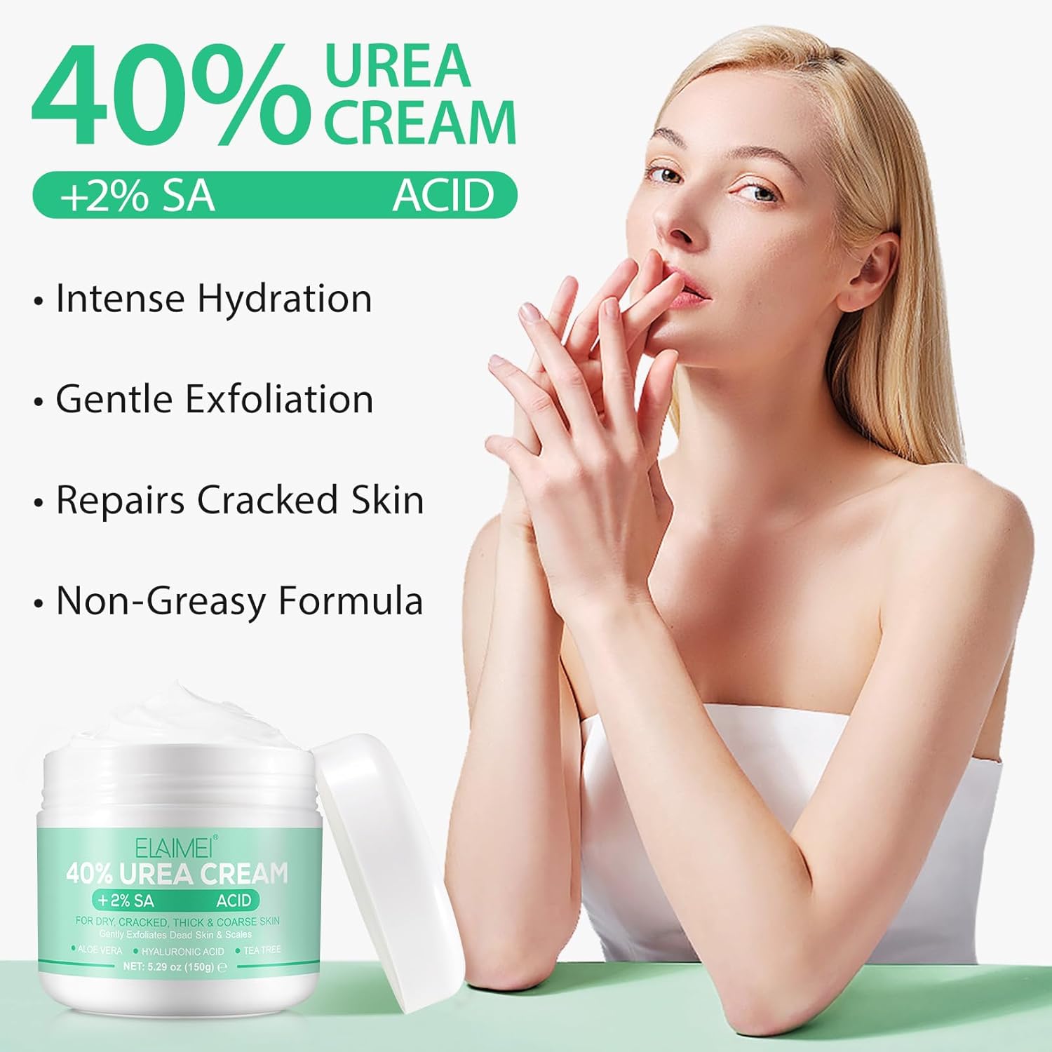 Urea Cream 40 Percent for Feet, 150g Urea Cream for Cracked Heels and Dry Skin Deep Moisturizing Nourishing, Callus Remover Nourishes Soften For Feet, Knees, Hands, Elbows-4