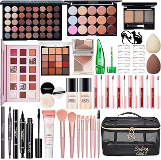 All in One Makeup Kit for Women Full Kit, Make Up Gift Set for Women, Makeup Bundle Includes Foundation Face Primer Eyeshadow Contour Palette Lipstick Eyebrow Pencil Mascara Cosmetic Brush Set