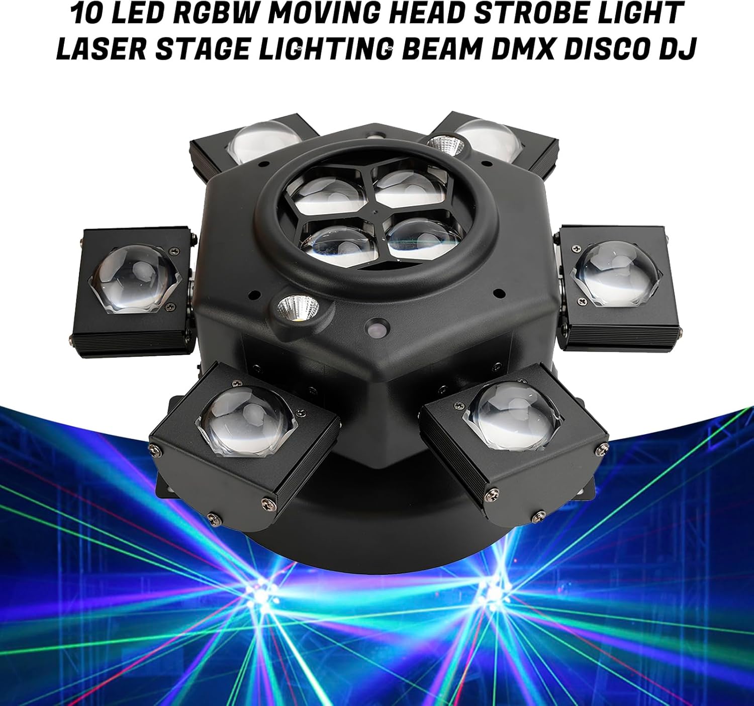 Areyourshop Moving Head Disco Lights 10 Lamp Head,DJ Lights RGBW DMX512 Party Lights, 14CH Disco Lights High Brightness/Definition for Clubs, Parties, Music Festivals.-3