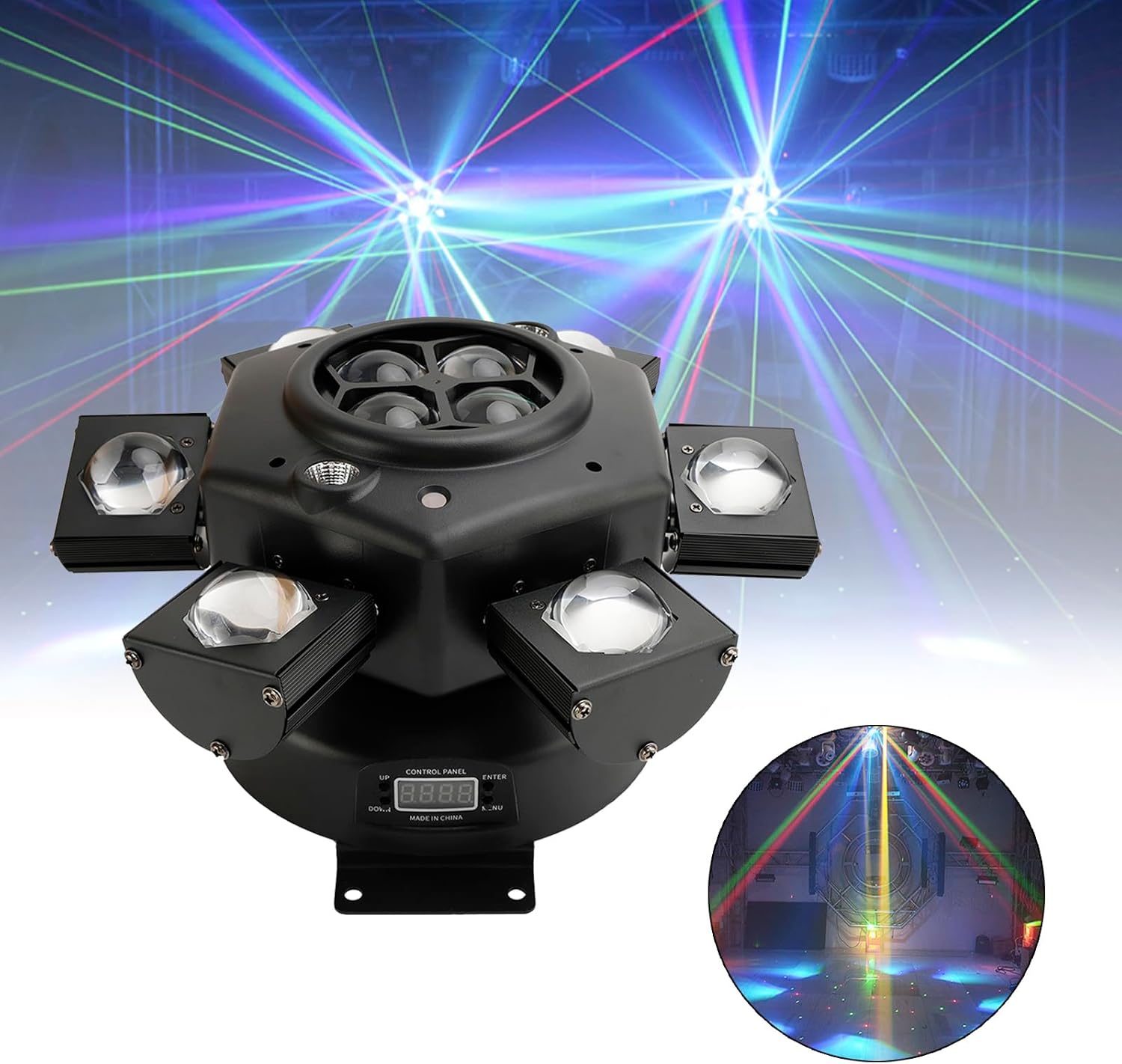 Areyourshop Moving Head Disco Lights 10 Lamp Head,DJ Lights RGBW DMX512 Party Lights, 14CH Disco Lights High Brightness/Definition for Clubs, Parties, Music Festivals.-4