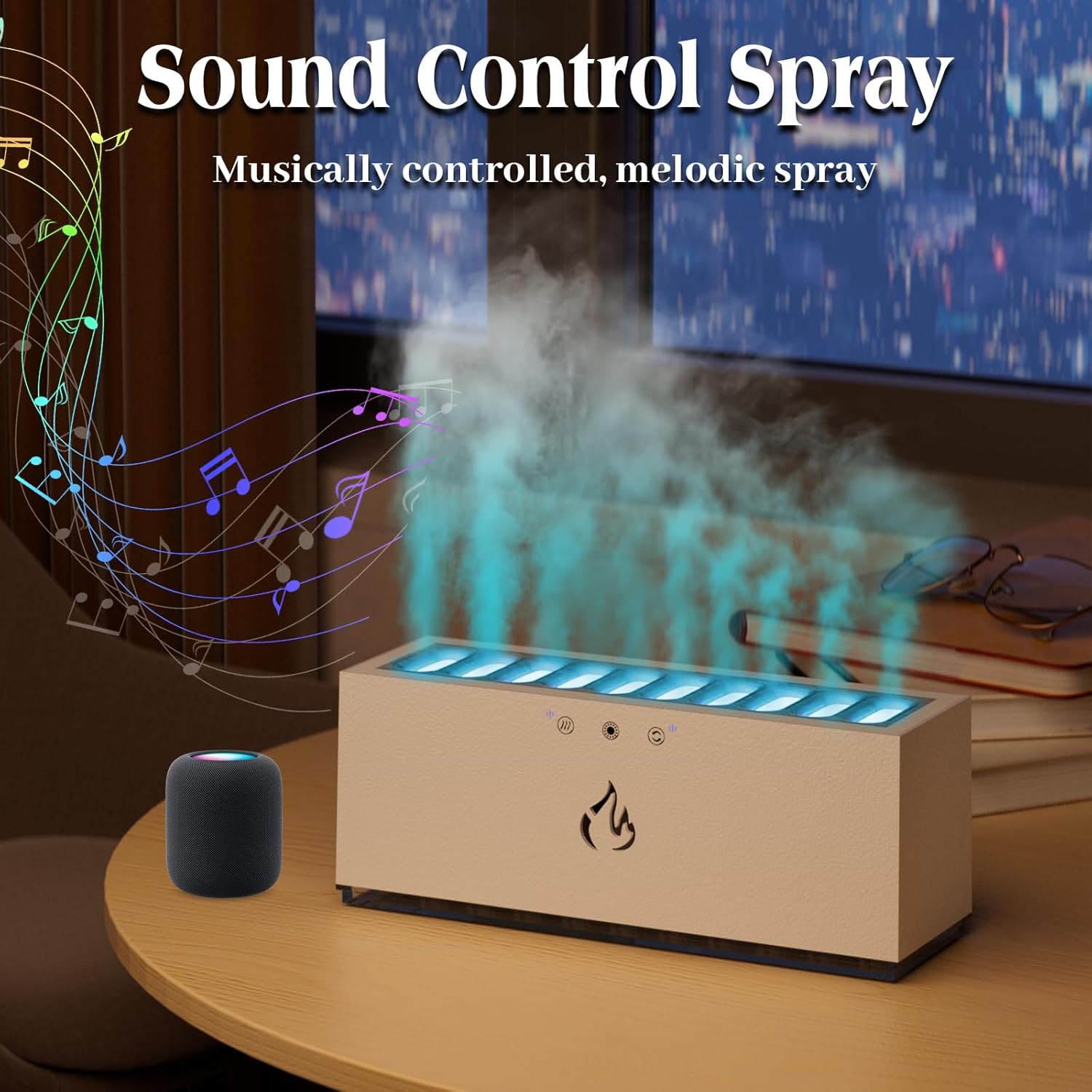 Humidifier for Bedroom, 900ML,10H-12H Run Time,Humidifiers for Baby Room/Plants, 21 LED Lights, Sound Control, Auto-Off,Office/Home-2