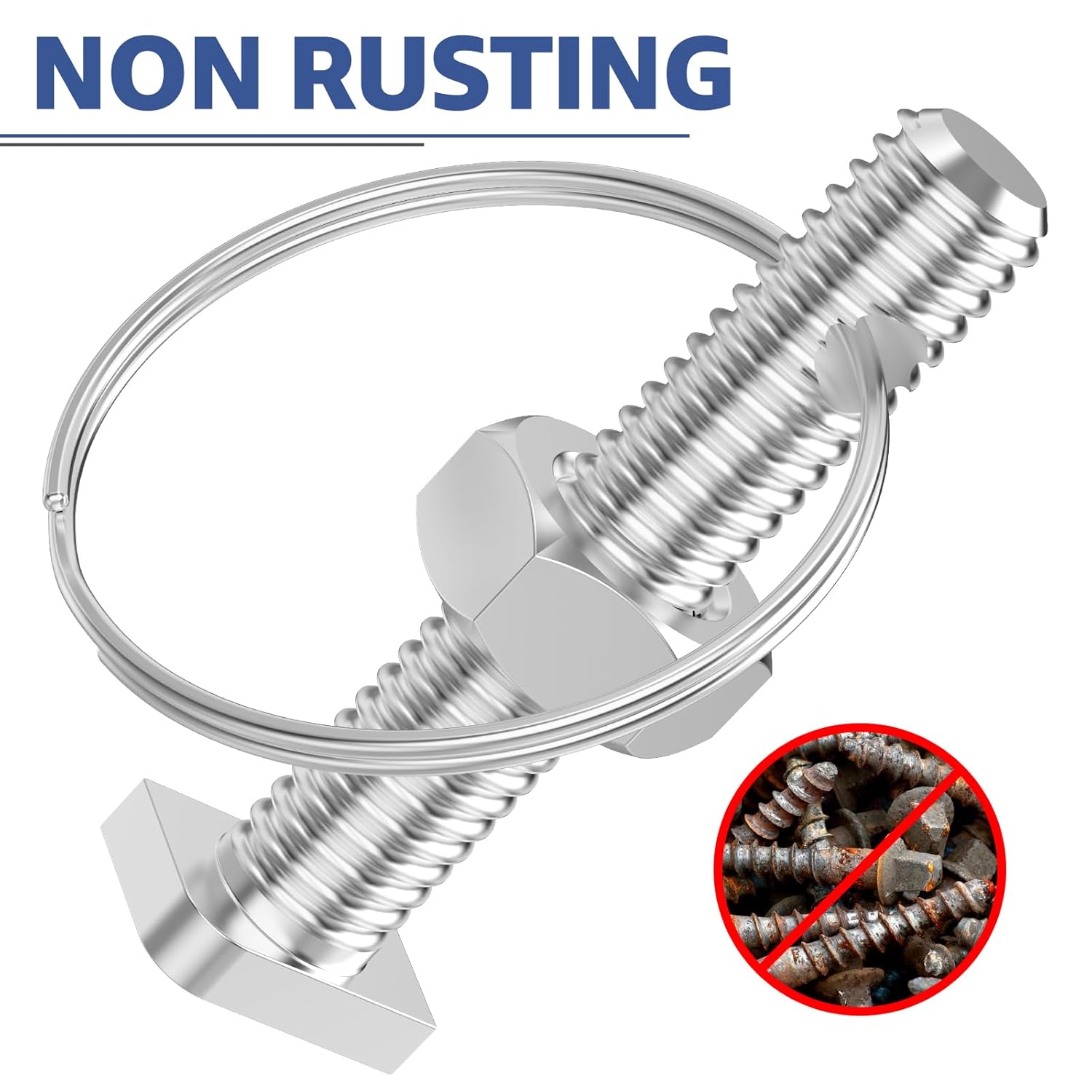 20-Pack Cropped Head Greenhouse Bolt and Ring Sets, Create Tying Points Accessories, Aluminium Bolts, Stainless Steel Nut-2