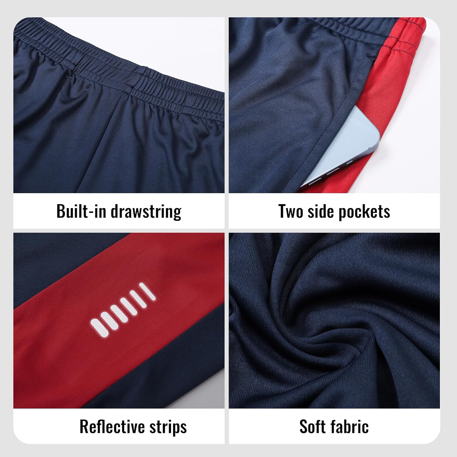 ZENGVEE 3 Pack Men's Running Shorts with Reflective Stripe Sports Quick Dry Breathable Lightweight Training Gym Workout Shorts-4