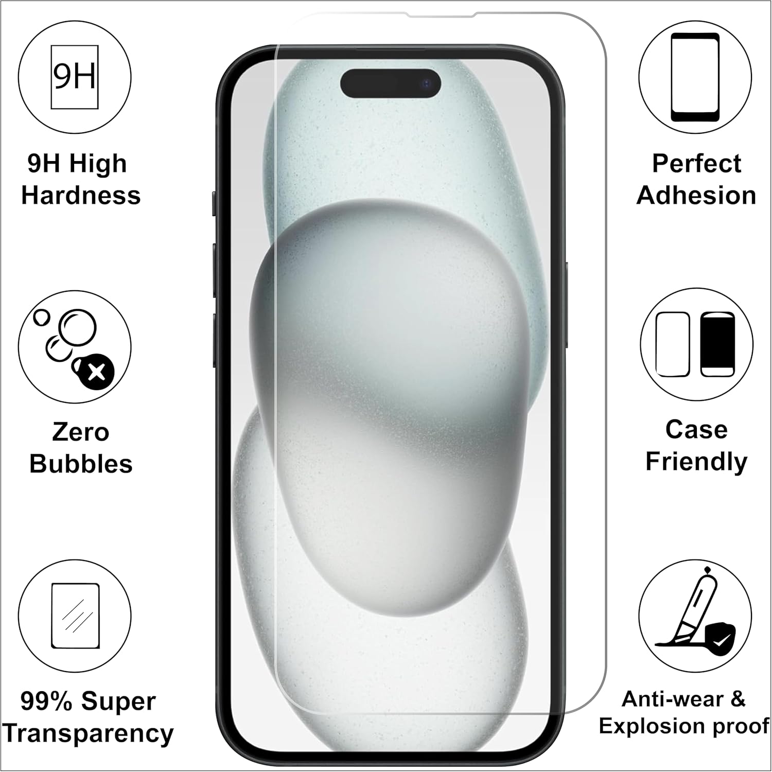 Mobitel 3-Pack Screen Protector for iPhone 15 Pro Max,15 Plus & iPhone 16 Plus 9H Hardness 6.7-Inch Tempered Glass Case-Friendly Protector, Anti-Scratch, Anti-Bubble with Easy Installation, HD Clear-1