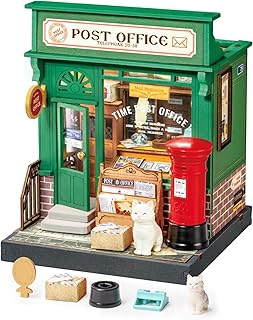 Rolife DIY Miniature House Kit Model Kits for Adults to Build Home Desk Bookshelf Decoration Century Post Office Craft Kits for Adults Gift Idea For Girls Boys Kids DS037