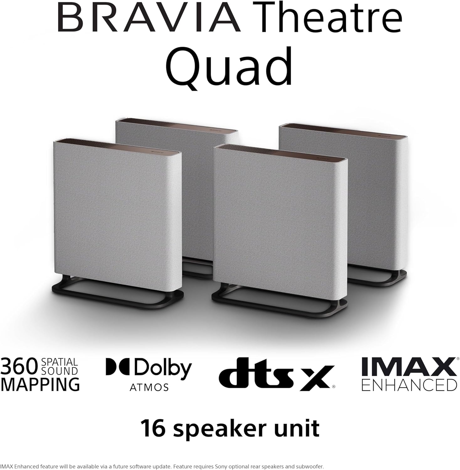 Sony BRAVIA Theatre Quad – Dolby Atmos®, Home Theatre 4 Speaker System, DTS:X, Wi-Fi®, Bluetooth®, 360 Spatial Sound Mapping, Hi Res Ausio, grey, HT-A9M2-12