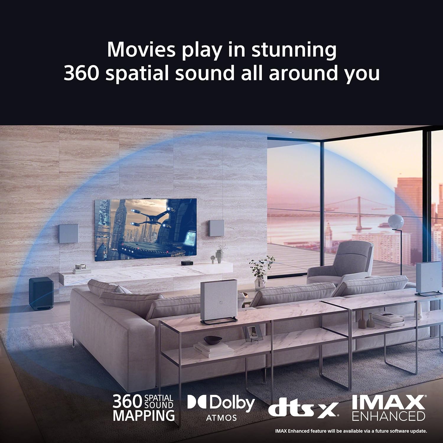 Sony BRAVIA Theatre Quad – Dolby Atmos®, Home Theatre 4 Speaker System, DTS:X, Wi-Fi®, Bluetooth®, 360 Spatial Sound Mapping, Hi Res Ausio, grey, HT-A9M2-5