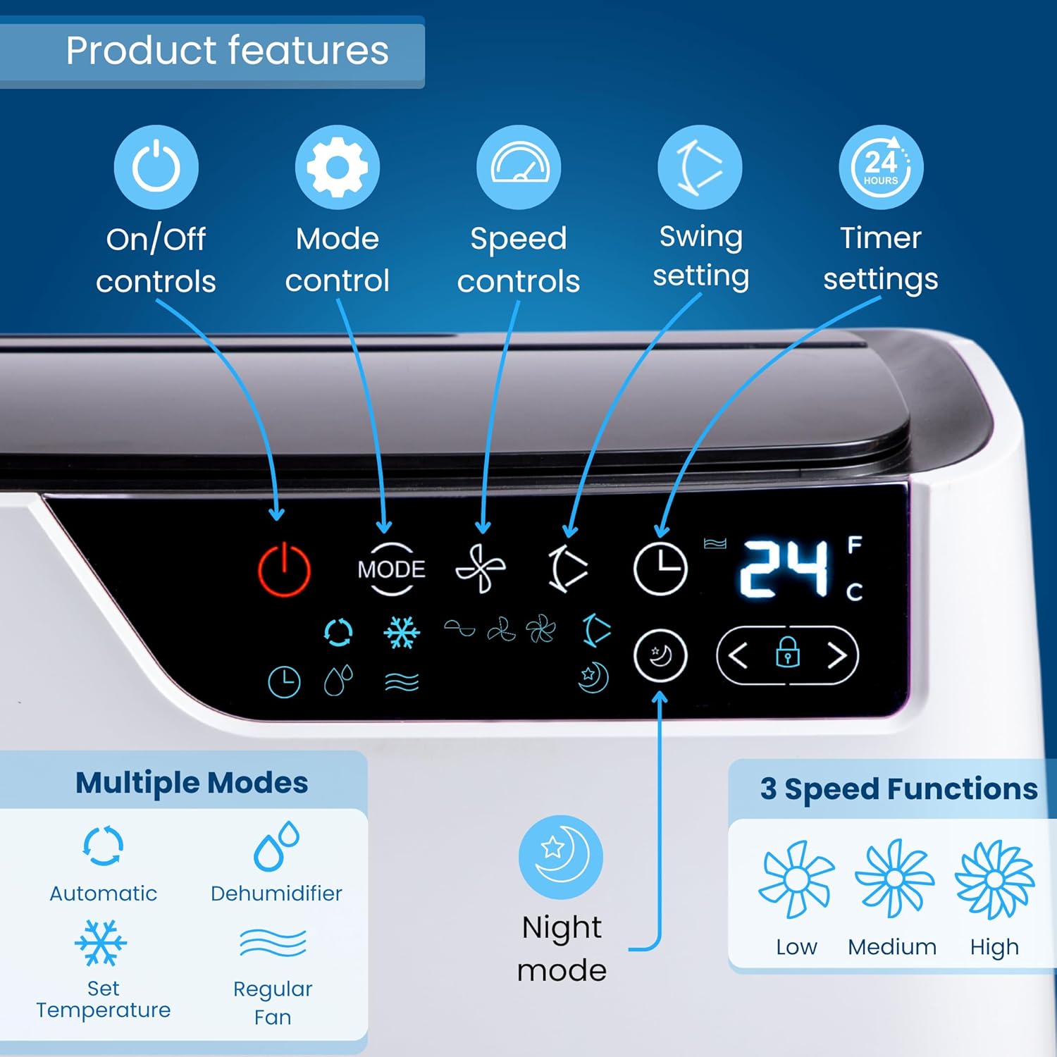 Air Conditioning Unit Portable – Powerful Energy Efficient Air Conditioner – Portable Air Conditioner with Window Venting Kit – Display Touchscreen and Remote Control – 12000 BTU, White – by Nuovva-1