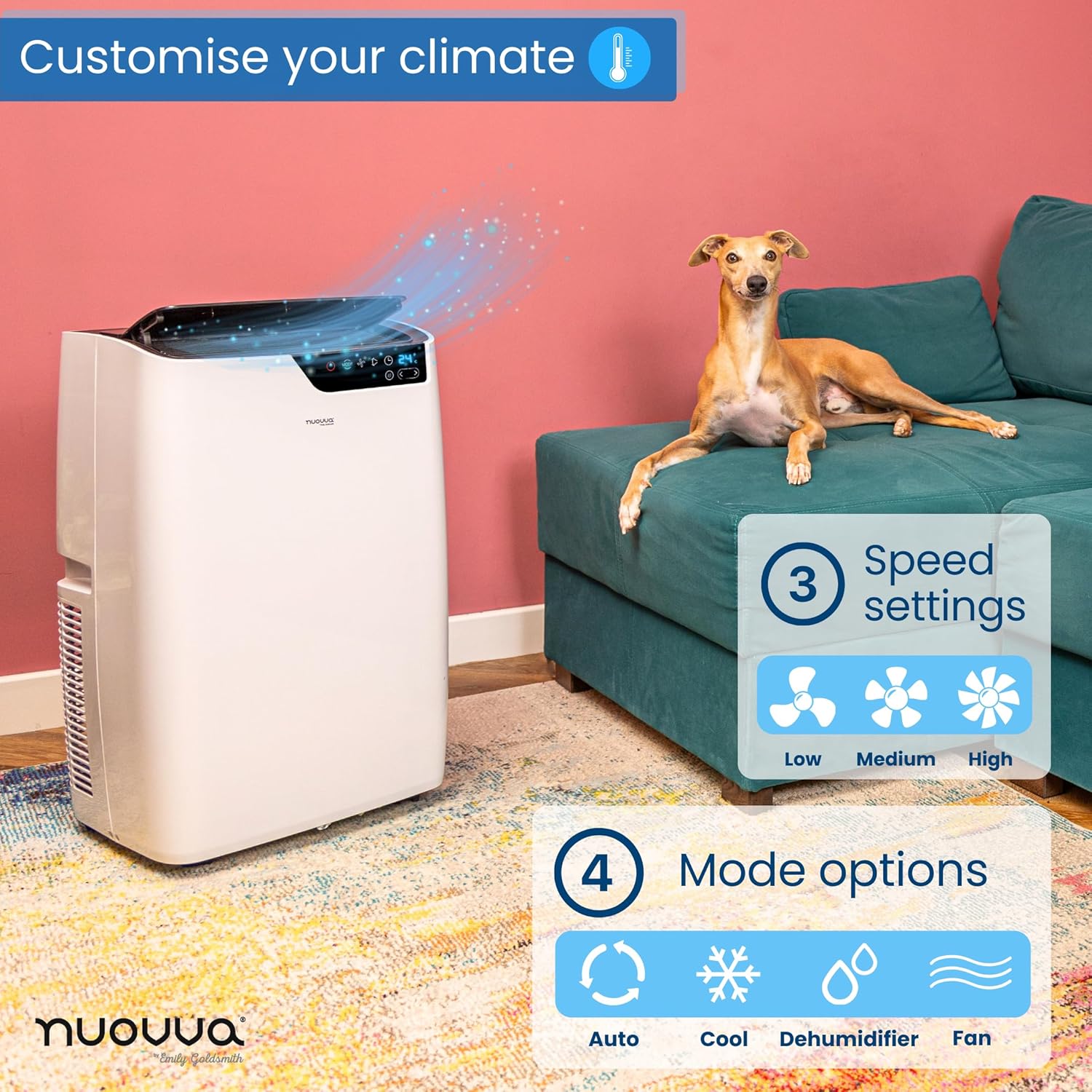 Air Conditioning Unit Portable – Powerful Energy Efficient Air Conditioner – Portable Air Conditioner with Window Venting Kit – Display Touchscreen and Remote Control – 12000 BTU, White – by Nuovva-2