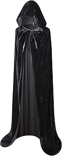 Full Length Hooded Velvet Cloak Men Women Velvet Fancy Cape Full Length Vampire Devil Wizard Witch Grim Reaper Cloaks for Halloween Christmas Fancy Cape Costumes 67" Black