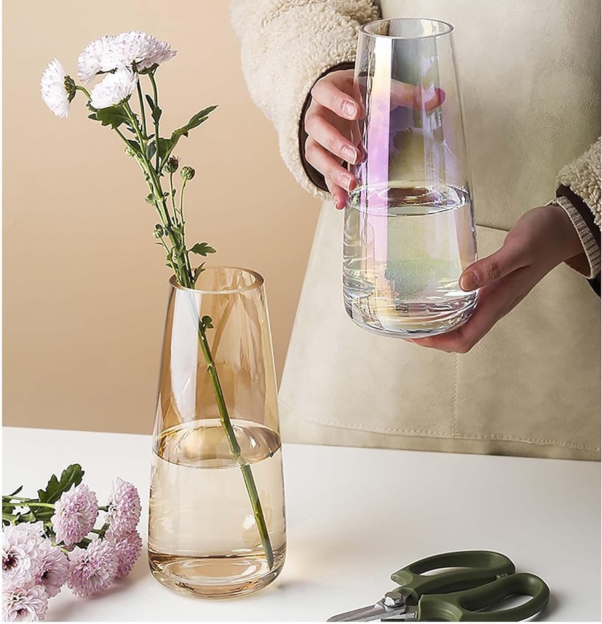 Glass Flower Vase, Thick Glass Centerpieces Vases Modern Home Clear Decor Flower Arrangement Vase for Mother’s Day Wedding Reception Housewarming Party Gifts-1