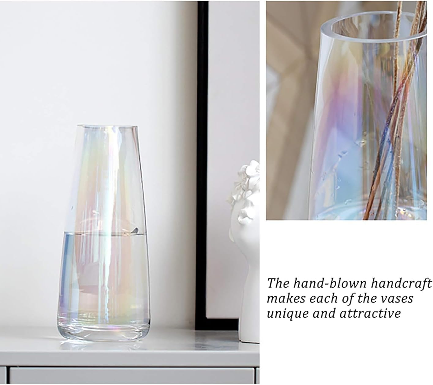 Glass Flower Vase, Thick Glass Centerpieces Vases Modern Home Clear Decor Flower Arrangement Vase for Mother’s Day Wedding Reception Housewarming Party Gifts-4