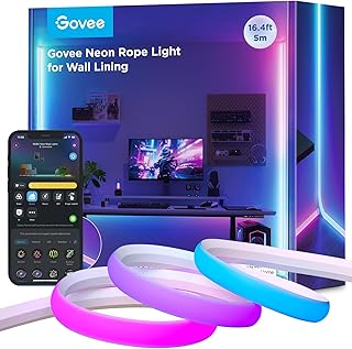 Govee Neon LED Strip Light for Skirting Board, 5m Neon Rope Light for Wall Lines & Corners, Compatible with Matter, Music Sync, Neon LED Lights for Living Room, Gaming Room