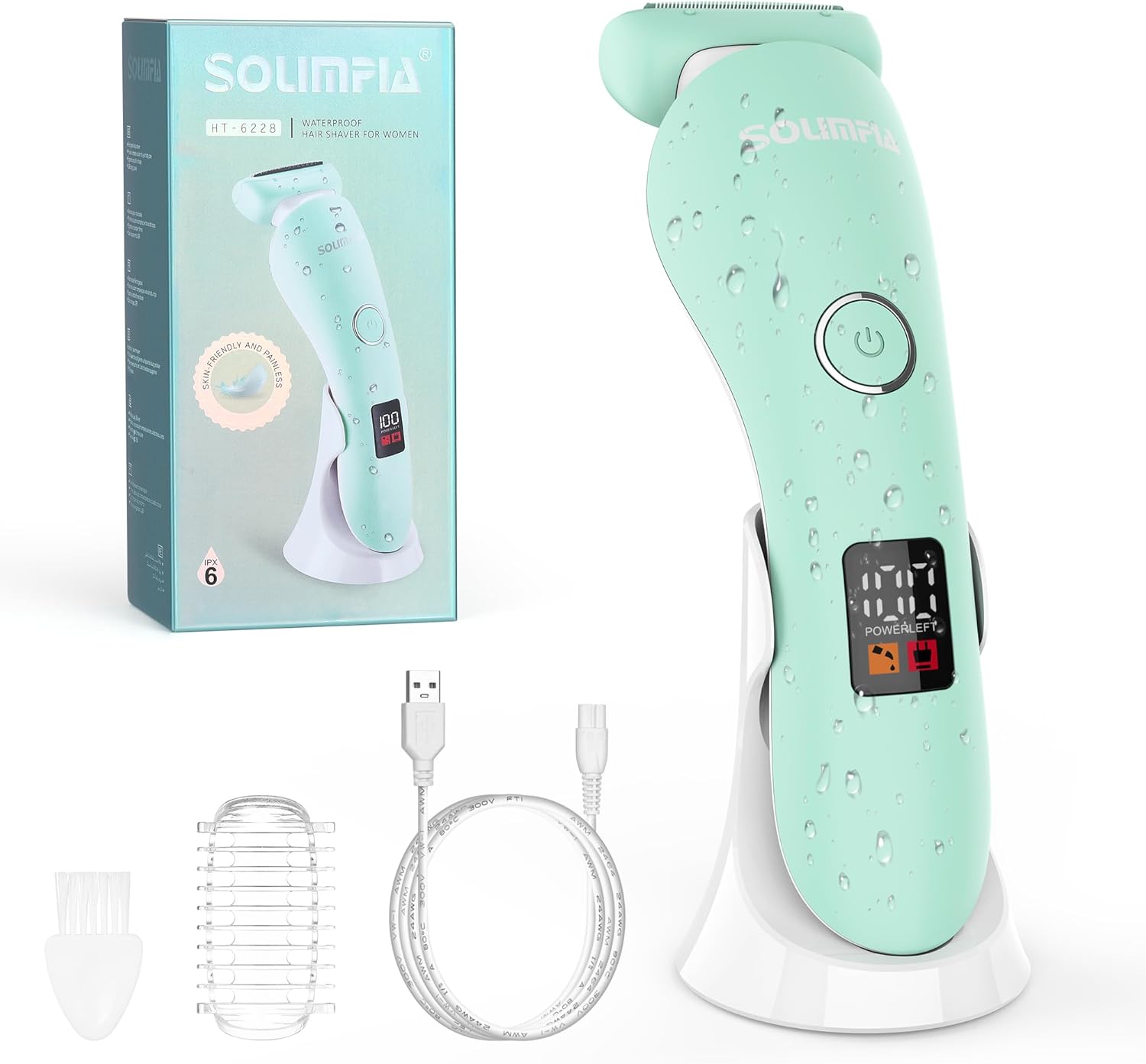 Solimpia Electric Shaver for Women Electric Razor for Arm Leg Armpit Bikini Cordless Portable Painless Electric Shaver IPX6 Waterproof USB Rechargeable Dry Wet-0