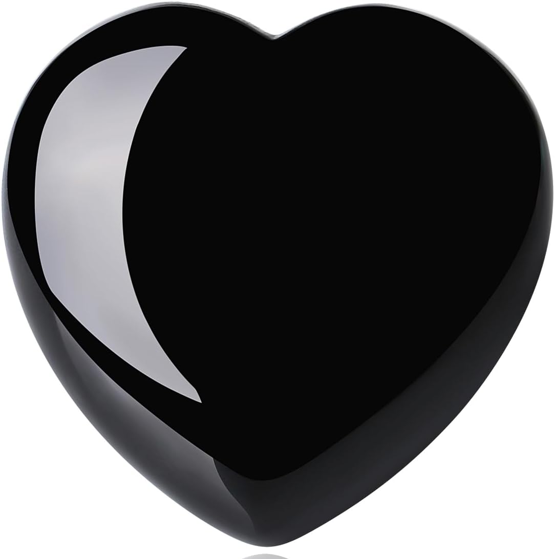 AWARDSEN 60 mm Large Heart Black Obsidian Crystals Gemstones Presents for Women, Heart Shaped Stone Reiki Healing Crystals for Valentine's Day, Anniversary, Birthdays and Thanksgiving Day-0