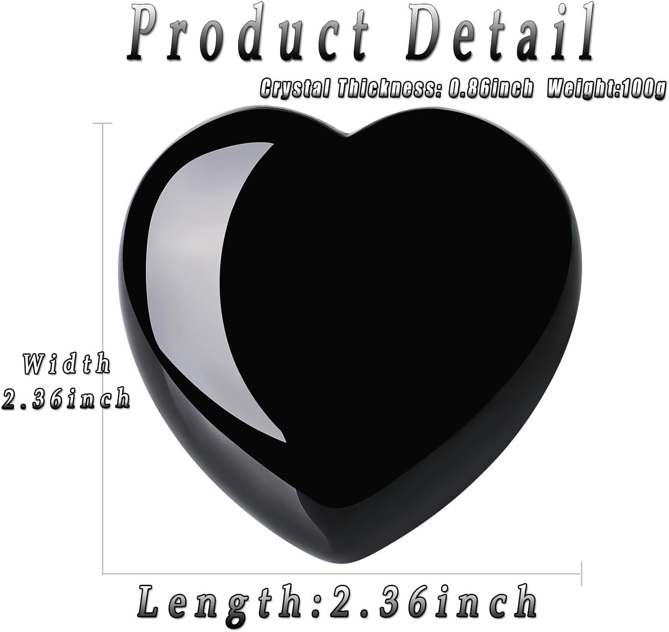 AWARDSEN 60 mm Large Heart Black Obsidian Crystals Gemstones Presents for Women, Heart Shaped Stone Reiki Healing Crystals for Valentine's Day, Anniversary, Birthdays and Thanksgiving Day-2