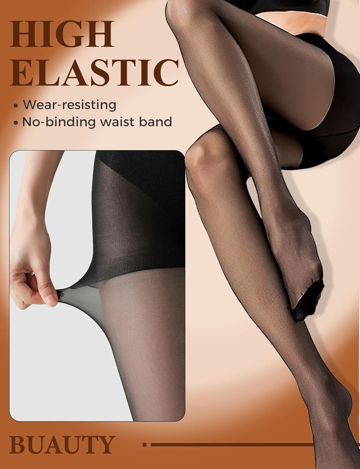 YOGINGO 20D Sheer Black Tights for Women, Breathable Pantyhose for Women, women's stockings with Reinforced Toe-4