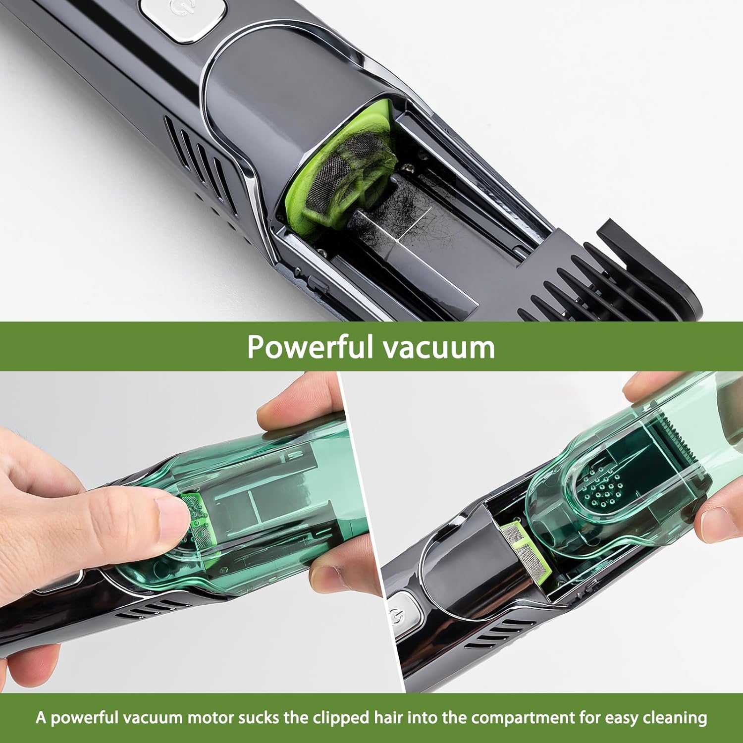 Vacuum Beard Trimmer for Men with 20 Length and Styles Adjustable, Built-in Vacuum Trimmer for Mustache, Sideburns, Facial Hair, Rechargeable Mustache Trimmer-6