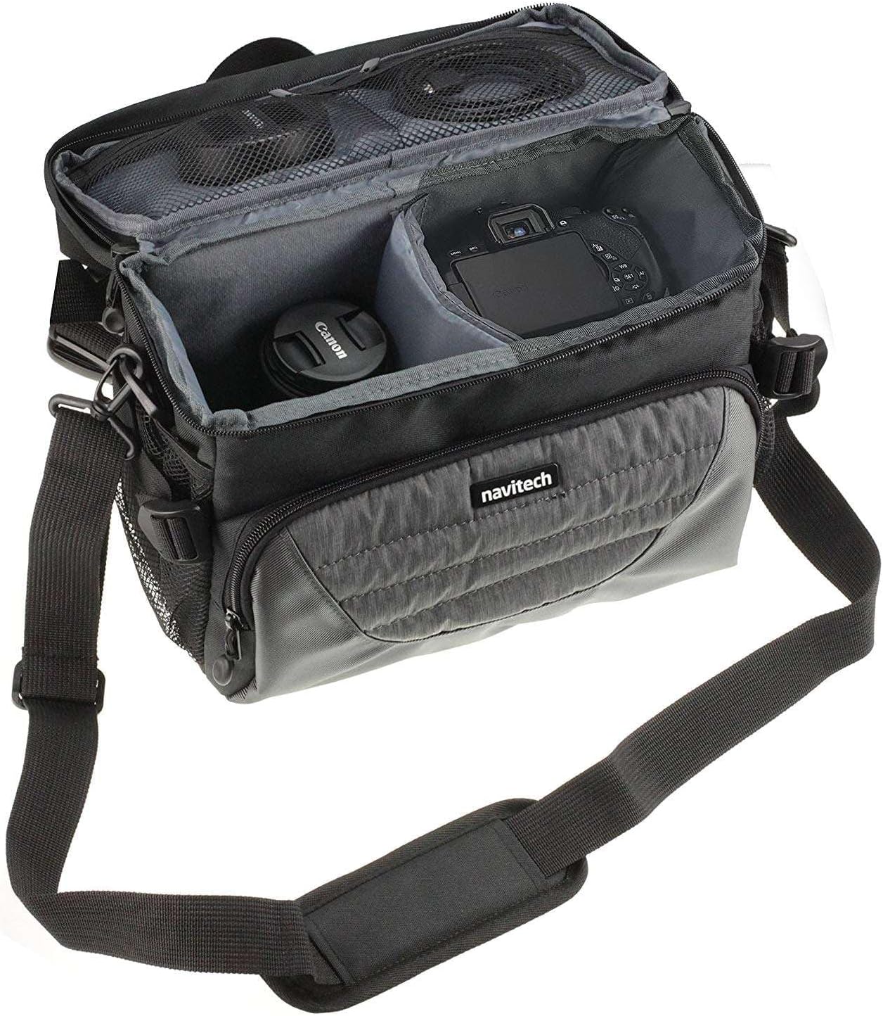 Navitech Grey Shoulder Camera Bag Compatible with Delmodes 4K Video Camera Camcorder-1