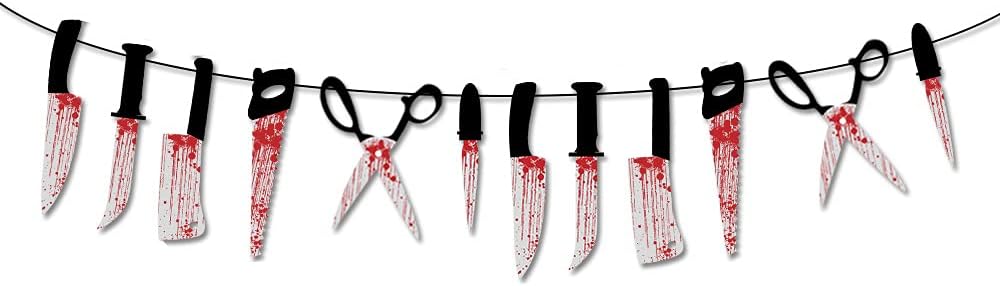 EYQ Halloween Decorations, Halloween Party Decorations, Hanging Halloween Decorations, Happy Halloween Banner, Hanging Knife Leg Hand Banner, Indoor Outdoor Home Decor Spooky Halloween Garland(B)-7