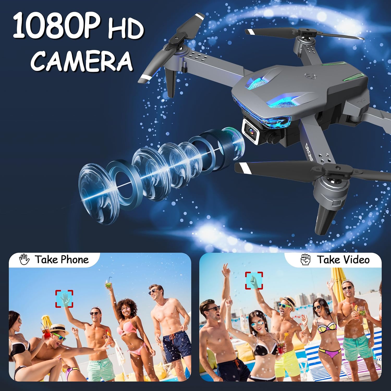 Foldable Drone with 1080P Camera for Kids/Adults/Beginners | Wipkviey T28 RC Quadcopter Toys, Birthday/Christmas Gifts for Boys Girls with 24-30 Mins Flight, 2 Modular Batteries and Carrying Case-1