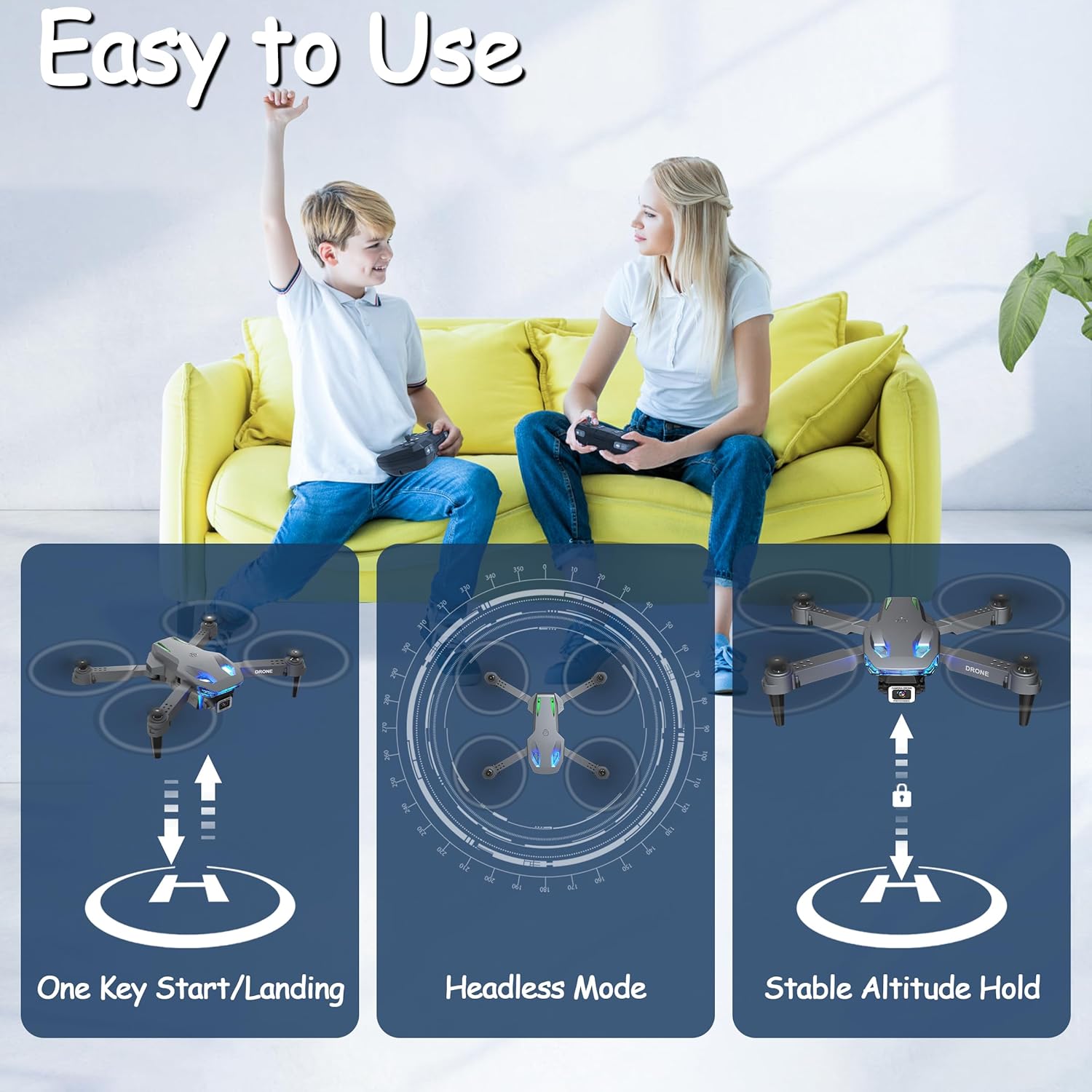 Foldable Drone with 1080P Camera for Kids/Adults/Beginners | Wipkviey T28 RC Quadcopter Toys, Birthday/Christmas Gifts for Boys Girls with 24-30 Mins Flight, 2 Modular Batteries and Carrying Case-4