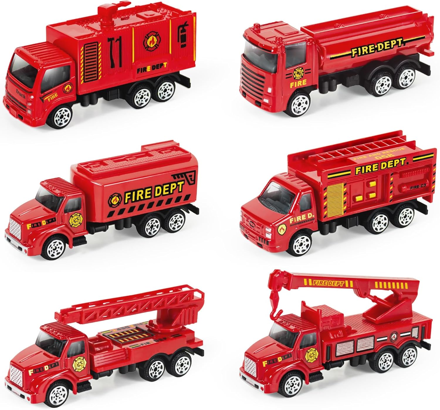 Diecast Fire Rescue Truck Vehicle Set, Alloy Metal Fire Truck Model Car Toys, Realistic Mini Rescue Emergency Fire Truck Car Toys, Small Toy Car Gift Set for 3 4 5 6 Year Olds-0