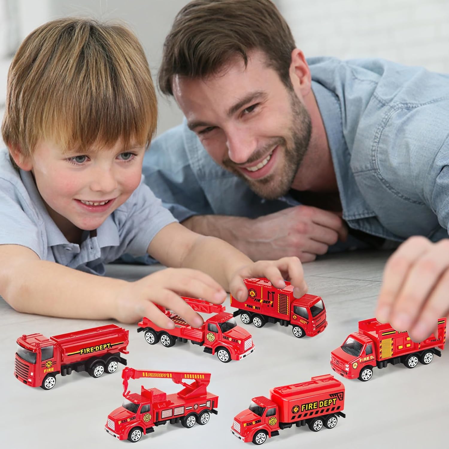 Diecast Fire Rescue Truck Vehicle Set, Alloy Metal Fire Truck Model Car Toys, Realistic Mini Rescue Emergency Fire Truck Car Toys, Small Toy Car Gift Set for 3 4 5 6 Year Olds-4