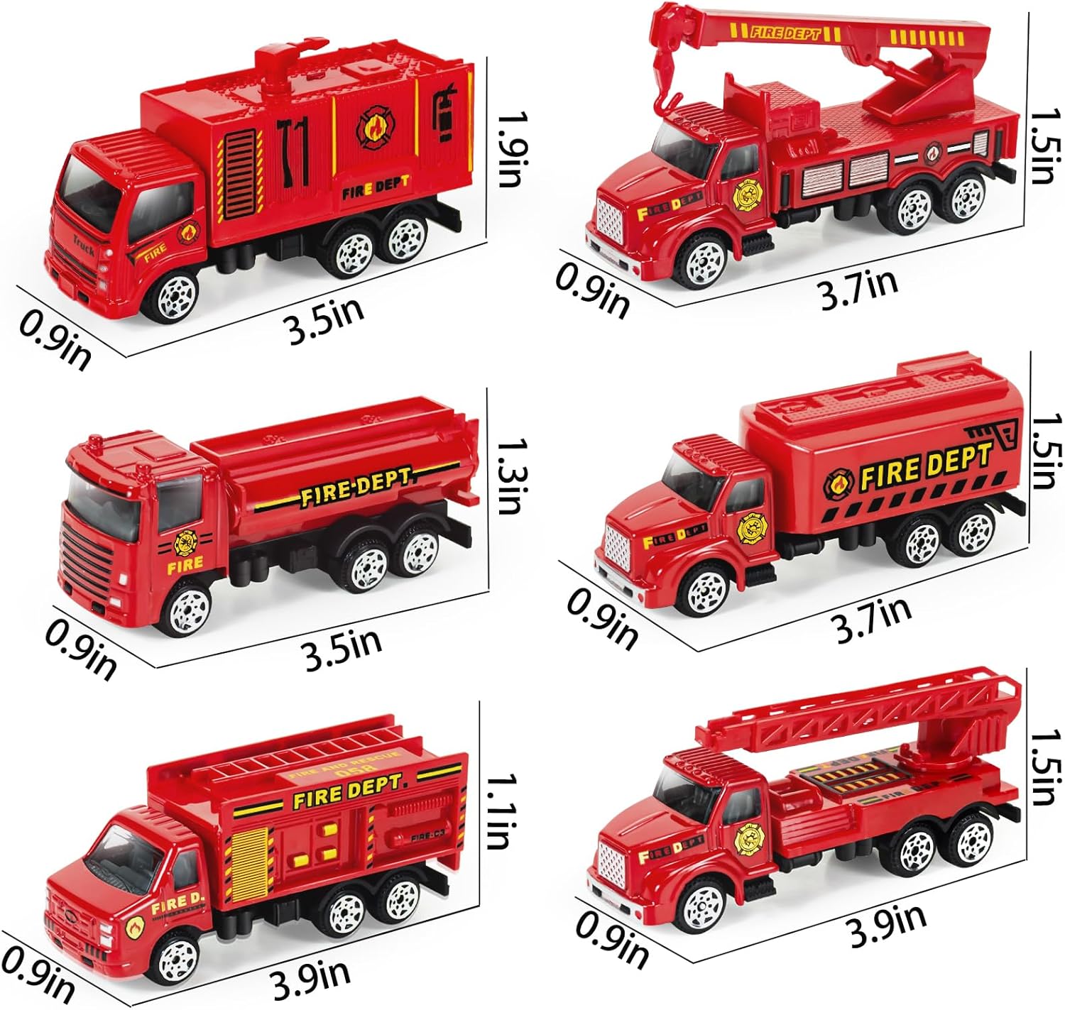 Diecast Fire Rescue Truck Vehicle Set, Alloy Metal Fire Truck Model Car Toys, Realistic Mini Rescue Emergency Fire Truck Car Toys, Small Toy Car Gift Set for 3 4 5 6 Year Olds-5