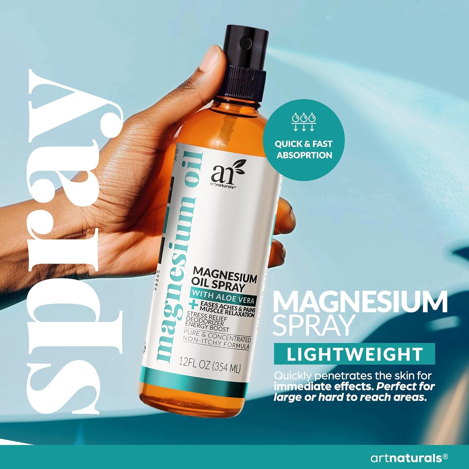 ArtNaturals Magnesium Oil Spray 340g + Body Lotion Set 227g - Extra Strength Ultra-Pure Soothing Relief & Relaxation for Better Sleep, Muscle Health Leg & Joint Care W/a Less Itch, Non-Greasy Formula-2