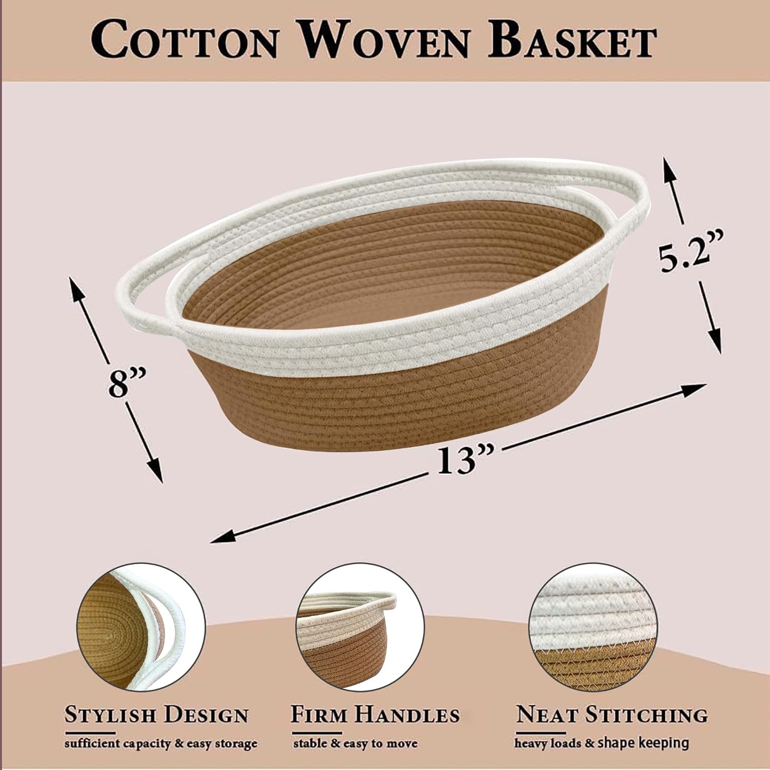 GIFTEXPRESS White and brown double color Woven Basket-1