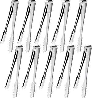 Redamancy 10 Pcs Ice Tongs, Sweet Tongs, Mini Tongs, Small Tongs, Sugar Tongs, Sweet Tongs for Pick Mix, Serving Tongs, for Food, Sweets, Bread, Cake, Ice