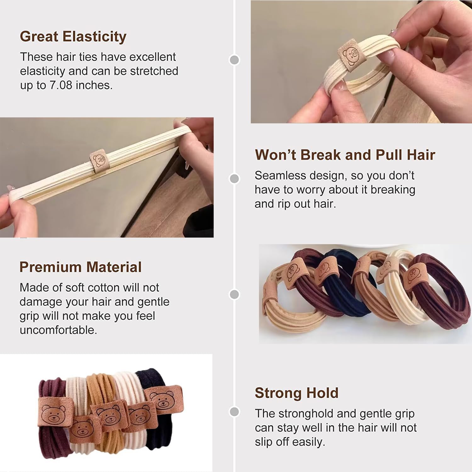 4styles (31PCS) Elasticity Hair Band Medium Hair Ties Ponytail Holder Kate Bosworth hair tie Chloe Moretz hair ties No Crease Damage-2